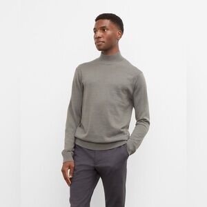 Club Monaco Men's Merino Wool Mockneck Sweater Gray 100% Fine Merino Wool Size M